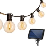 Guirlande Guinguette Extérieure Solaire,7.62M Guirlande Lumineuse vec 25+2 G40 led Ampoules,Télécommande et 8 Modes d'éclairage,Guirlande Guinguette