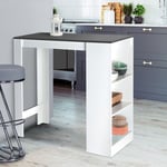 Idmarket - Table de bar barth 2 à 4 personnes bois blanc plateau gris