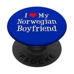 J'aime mon petit ami norvégien PopSockets PopGrip Adhésif