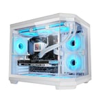 MARSGAMING MC-3TCOREM, Boîtier Gaming Custom Micro-ATX, Triple Fenêtre en Verre Trempé, Double Chambre Latérale, Support Refroidissement Liquide 360mm, Gestion Câblage, Mini-Tour PC, USB-C, Blanc