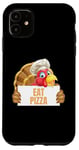 Coque pour iPhone 11 Un cuisinier drôle de Thanksgiving à la dinde mange une pizza