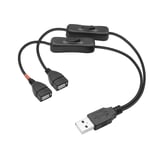 Câble répartiteur USB avec interrupteur USB A 2.0 mâle vers double prise USB femelle Y répartiteur câble de charge marche/arrêt (0,3 m)