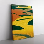 Wheat Field Art Deco Vol.2 Canvas Wall Art Print Ready to Hang, Framed Picture for Living Room Bedroom Home Office Décor, 76x50 cm (30x20 Inch)