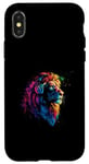 iPhone X/XS Colorful Artistic Lion Headphones Safari Animal Case