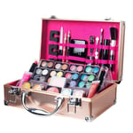 Dawn Till Dusk 54 Pcs Makeup Set with Travel Vanity Box, Rose Gold