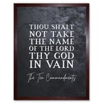 Ten Commandments Thou Shalt Not Take Name Of The Lord In Vain Christian Bible Verse Quote Scripture Typography Art Print Framed Poster Wall Decor 12x1