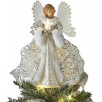 Famille - gabrielle Ange de Noël Haut du Sapin Ange De Noël Topper Traditionnel De Sapin De Noël,Topper de sapin de Noël Ange - 25x20cm Ange de Noël