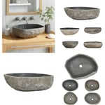 Vidaxl - Lavabo en pierre de rivière Ovale 45-53 cm - évier - éviers - Home & Living - Anthracite