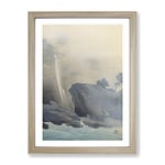 Towing A Boat By Yokoyama Taikan Asian Japanese Framed Wall Art Print, Ready to Hang Picture for Living Room Bedroom Home Office Décor, Oak A4 (34 x 25 cm)