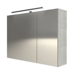 Armoire de salle de bains avec miroir aspect chêne clair Calao 90 cm