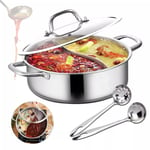 Senderpick - Marmite de 32 cm en acier inoxydable 304 avec couvercle en verre Hot Pot Shabu Shabu Cadeau idéal pour les anniversaires et les