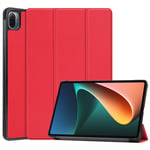 Coque Tablette Pour Xiaomi Mi Pad 5 Pro Custer Texture,Étui Pour Xiaomi Mi Pad 5 Pro Housse En Cuir Pu Avec Le Sommeil/Wakeup Fonction,Rouge