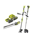 Pack Ryobi 36V Débroussailleuse - Taille-haies - Coupe bordures - 2 Batteries 4,0Ah - 2 Chargeurs