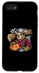 Coque pour iPhone SE (2020) / 7 / 8 Ours Bûcheron D'Halloween Avec Forêt De Citrouilles