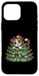 Coque pour iPhone 16 Pro Max Arbre de Noël mignon Père Noël chat dessin animé