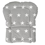 roba Coussin de Chaise Haute Little Stars - Imperméable et sans Phtalates - Réducteur de Siège Confortable - dès 6 Mois - Imprimé Étoiles Blanches - Gris