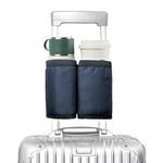 riemot Travel Luggage Cup Holder Luggage Travel Cup Holder Drink Holder Hands-Free Drink Trolley Holds Two Coffee Cups ID Pockets Money Belt for Flight Attendants Travellers Accessories, navy, RM024VC