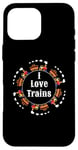 Coque pour iPhone 16 Pro Max I Love Trains Train Track Jouet électrique Train Train Tee