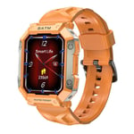 Montre Intelligente D'extérieur Étanche Pour Hommes Et Femmes,Montre Intelligente De Fitness,Tension Artérielle,Oxygène,Fréquence Cardiaque,Moniteur De Santé,Montre De Sport Robuste - Type Orange