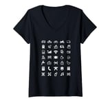 Womens Travel Icons Travel Symbols Wordless Speak Travel Backpacker V-Neck T-Shirt