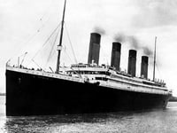 R.M.S. Titanic "Titanic B and W" Canvas Print, Cotton, Multi-Colour, 3.20 x 60.00 x 80.00 cm