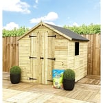 5 x 5 Pressure Treated Low Eaves Apex Garden Shed with Double Door