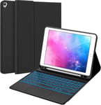 Étui Clavier Pour Ipad 9/8e / 7ème Génération, Air 3, Ipad 10,2"" Et Ipad Pro 10,5"" - Clavier Bluetooth Avec Pavé Tactile, 7 Couleurs Rétro-Éclairé, Clavier Sans Fil Magnétique Amovible, Noir