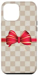 Coque pour iPhone 12 Pro Max Vanilla White Coffee Red Bow Checkered classic pattern