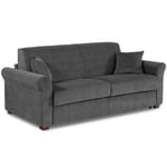 Canapé 2-3 places ROMANTICO en microfibre graphite couchage 120cm convertible système express sommier lattes matelas 16 cm