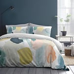 Appletree - White Watercolour Duvet Cover - Super King Bedding Size (260 x 220cm) - Plain White Bedding & Rainbow Paint - 100% Cotton - Reversible Design - Paint Dye Duvet Cover - Solice Collection