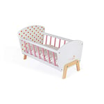 Janod - Lit Candy Chic - Lit pour Poupon en Bois Avec Matelas + Couverture + Oreiller - Couleurs Douces, Reflets Scintillants - Accessoires pour Poupons - de 3 à 6 Ans, J05889