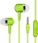 KARMABCN TPE Earbuds Earphones Headphones in-Ear/Mic, Noise Isolating, Fits All 3.5mm Devices, HD Stereo Sound for Phones, Tablets & Mp3 Players, Green