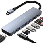 BENFEI USB C HUB 7in1, USB C HUB Multiport Adapter with USB-C to HDMI, USB-C to SD/TF Card Reader/3*USB 3.0/60W Power Delivery, Compatible with MacBook Pro 2022/2021/2020/2019, Surface Book More