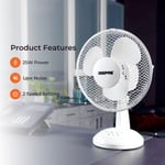 Desk Fan 9 inch Oscillating Portable Rotating Cooling 2 Speed Home Office Static