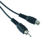 Black 1m Male Plug to Female Socket RCA Phono Extension Cable Lead Audio Video