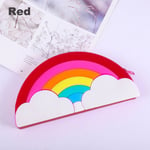 Rainbow Pencil Case Silicone Pen Bag Red
