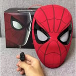 Spiderman Mask med Ringfjärrkontroll för Blinkande Ögon Blinkande Hjälm Cosplay Party Halloween Mask Rekvisita Red Electric Headband+Ring Control