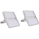 2pcs*200W LED Floodlight Outdoor, Cold White Spotlights Waterproof, Lightweight, Slim,20000LM IP65 Waterproof with 180° Rotation for Garden Garage or Sports Field for Garden, Courtyard, Factory