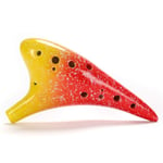 CLSMYLFB Ocarina Instrument 17.5 * 10Cm Red And Yellow 12 Hole Ocarina Ceramic Alto C Flute Musical Instrument Starry Sky Series