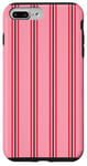 Coque pour iPhone 7 Plus/8 Plus Rose Rouge rayé Girly Esthétique Preppy Stripe