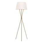 Floor Lamp Tripod Base Crossed Mid Stem White Shade Burnished Brass LED E27 60W