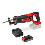 Einhell Scie sabre sans fil TE-AP 18/26 Li-Solo Power X-Change (Li-Ion, 18 V, hauteur de course 26 mm, profondeur de coupe 18 cm dans le bois, vendue avec lame) avec Chargeur et Batterie 2,5Ah