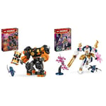 LEGO NINJAGO Cole’s Elemental Earth Mech, Action Figure Toy, Dragons Rising Building Set & NINJAGO Sora’s Elemental Tech Mech, Customisable Ninja Action Figure Toy