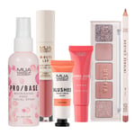 FLOWER POWER BUNDLE - including liquid cream blusher, intense colour lip liner, lipgloss & lip duo, rose facial mist, 5 shade eyeshadow palette & hydra juice peptide balm