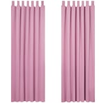 Deconovo Lot de 2 Rideaux Voilage 140x280cm Rideau Salon Voile Panneau Transparent Voilages Decoratif Solide pour Chambre Salon à Pattes Rose