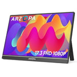 ARZOPA 17.3 Inch Big Portable Monitor, 1920×1080 FHD HDR IPS Kickstand Monitor for Laptop, HDMI USB C External Second Screen for PC/Mac/PS3/4/5/Xbox (A1M)