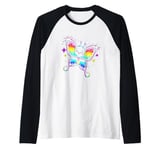 Cute Butterfly Colorful Rainbow Colors With Stars Raglan Baseball Tee