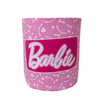 Character World Barbie Official Storage Bin | Pink Badge Design, Toy Box Laundry Basket | Organiser For Children's Bedroom, Kids Playroom | 38 x 31 x 31cm Cotton Canvas