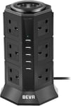 Tower Extension Lead, BEVA Multi Plug Socket 12 Way Outlet Surge Protector Power