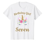 Youth 7th Birthday Girl Unicorn Shirt 7th Birthday Outfit T-Shirt